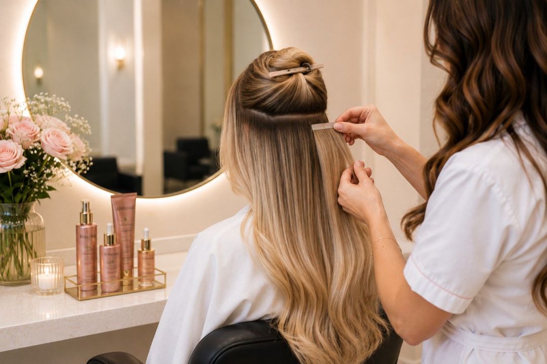 Sticker hair extensions at LAVŌGUE