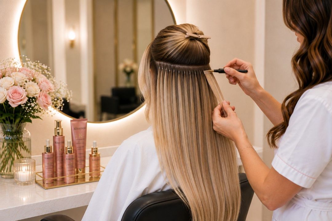 Keratin hair extensions at LAVŌGUE