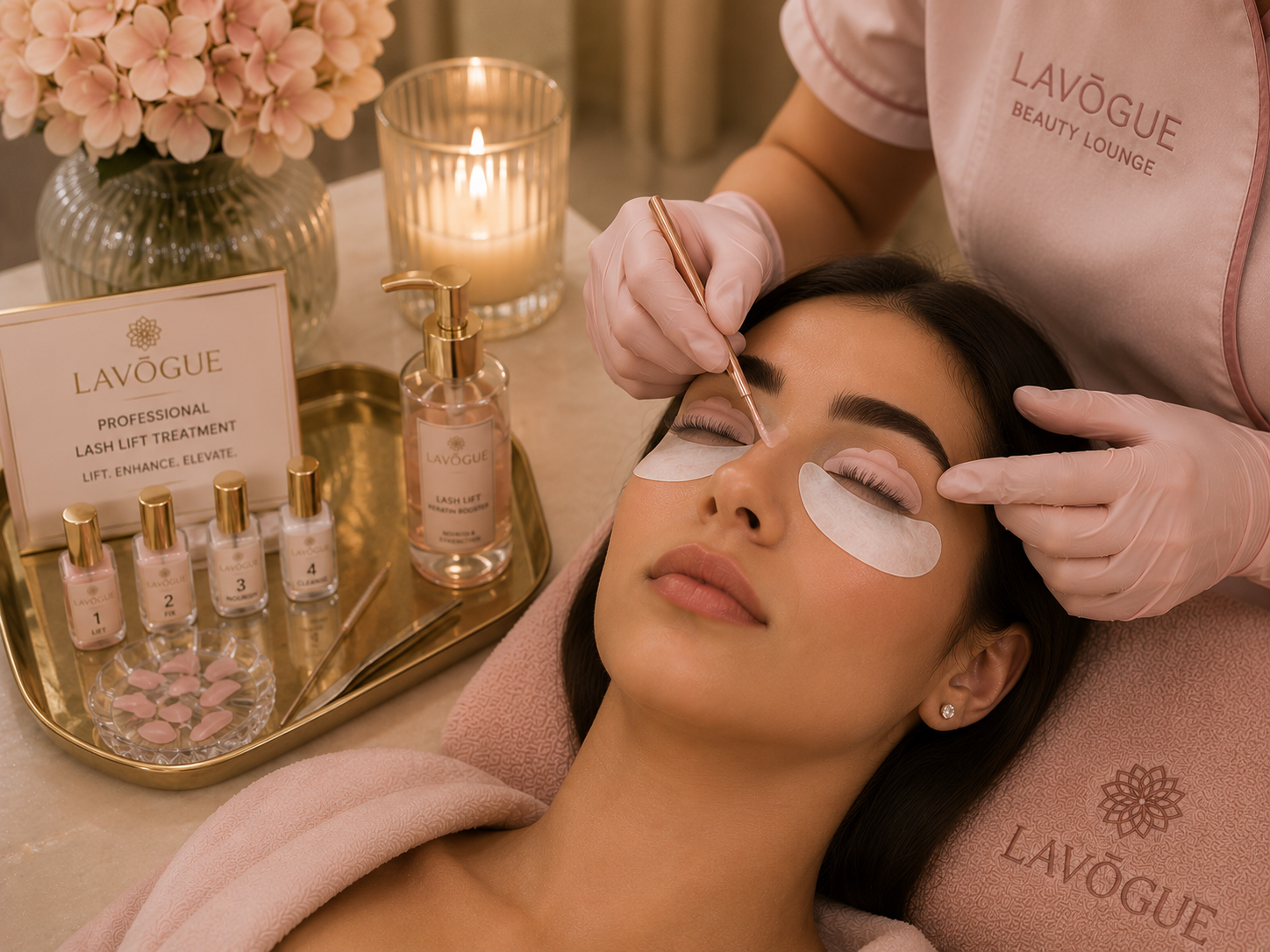 Professional lash lift treatment at LAVŌGUE