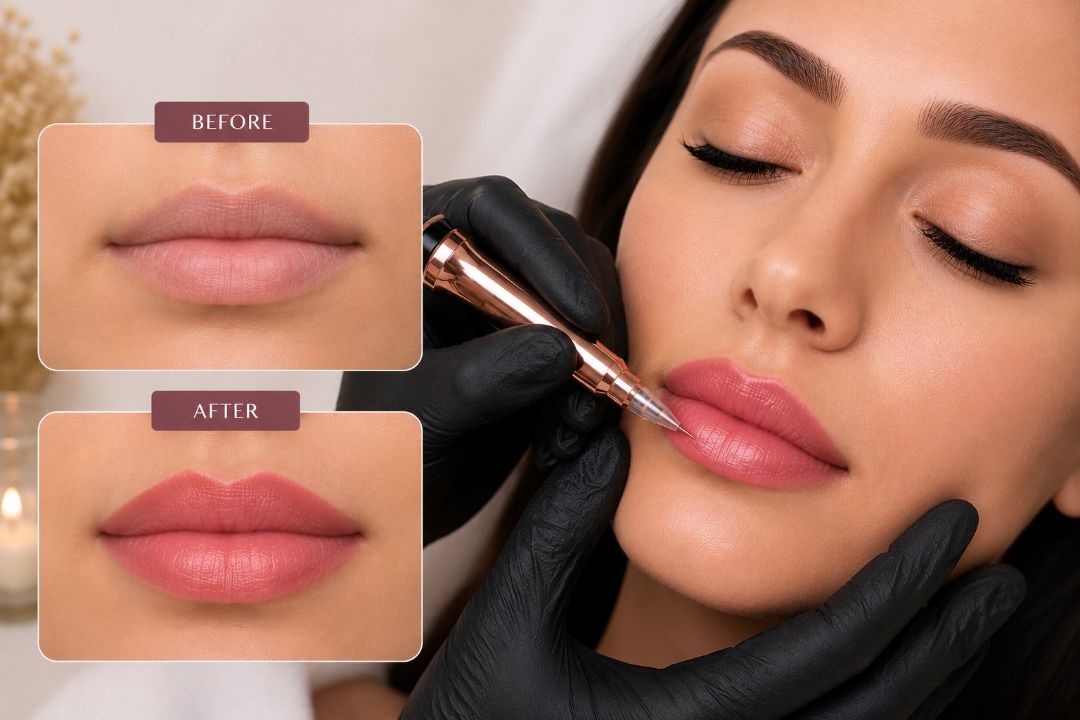 Lip blush permanent makeup treatment