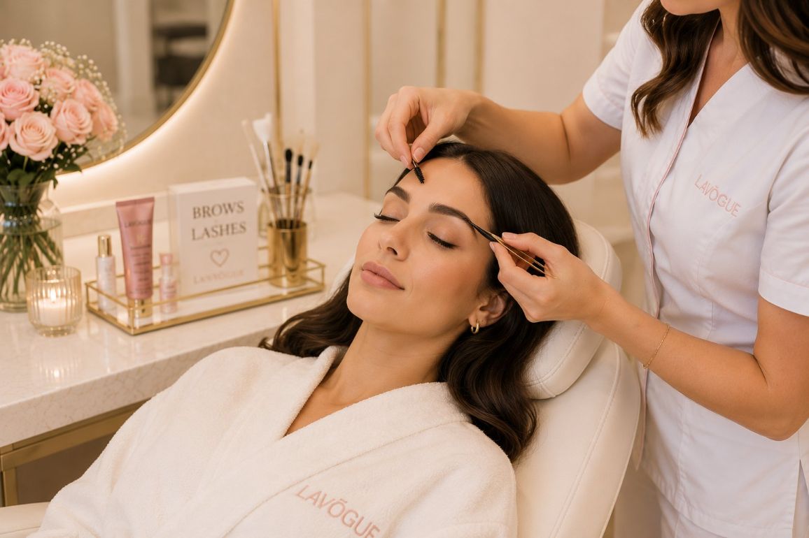 Brows and lashes services at LAVŌGUE Beauty Lounge