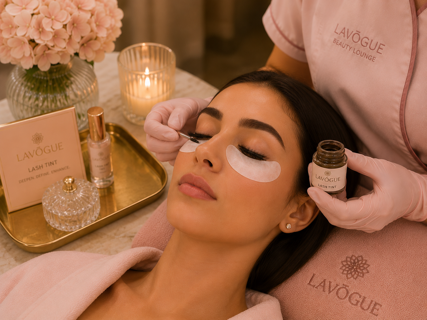 Professional lash tint treatment at LAVŌGUE