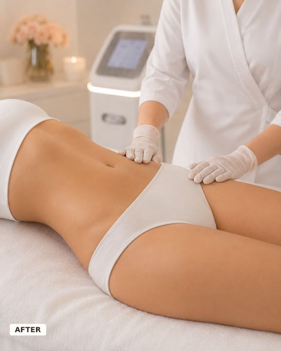 Waist after body sculpting treatment at LAVŌGUE