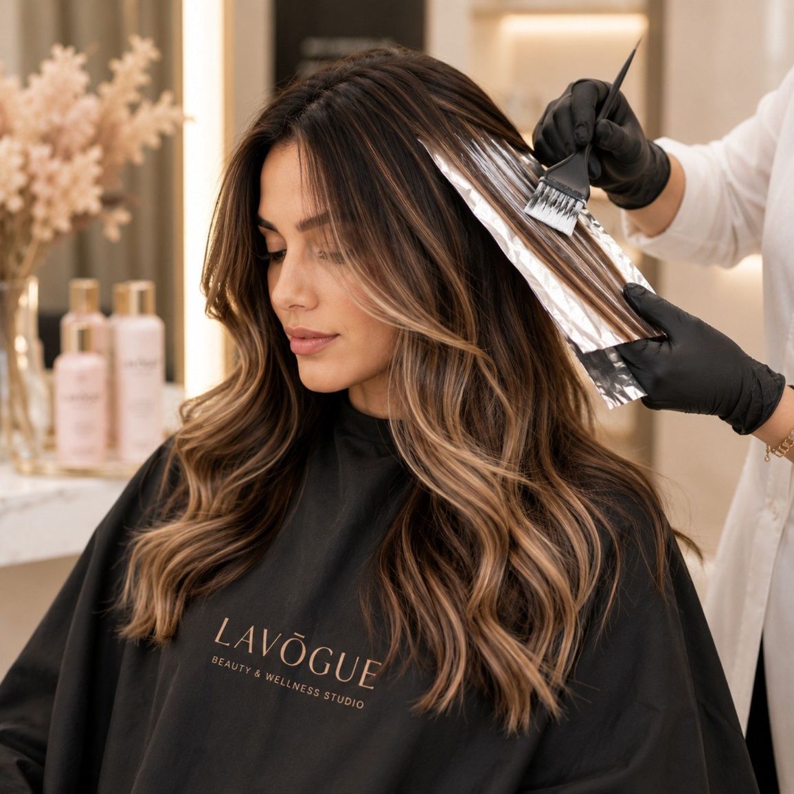 Professional hair colour and highlighting at LAVŌGUE Abu Dhabi