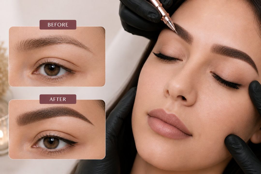 Powder brows permanent makeup treatment
