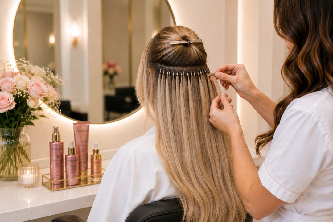 Micro ring hair extensions at LAVŌGUE