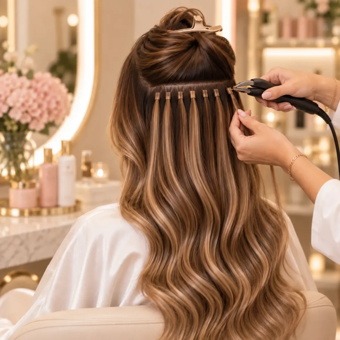 Keratin hair extensions at LAVŌGUE