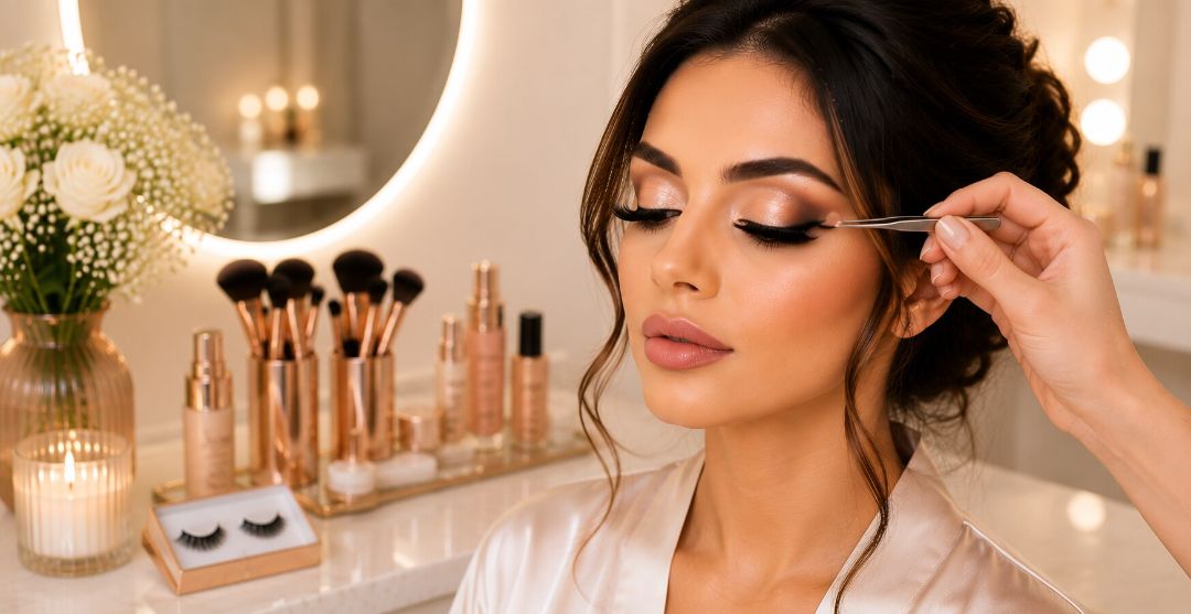Eye makeup with lashes at LAVŌGUE