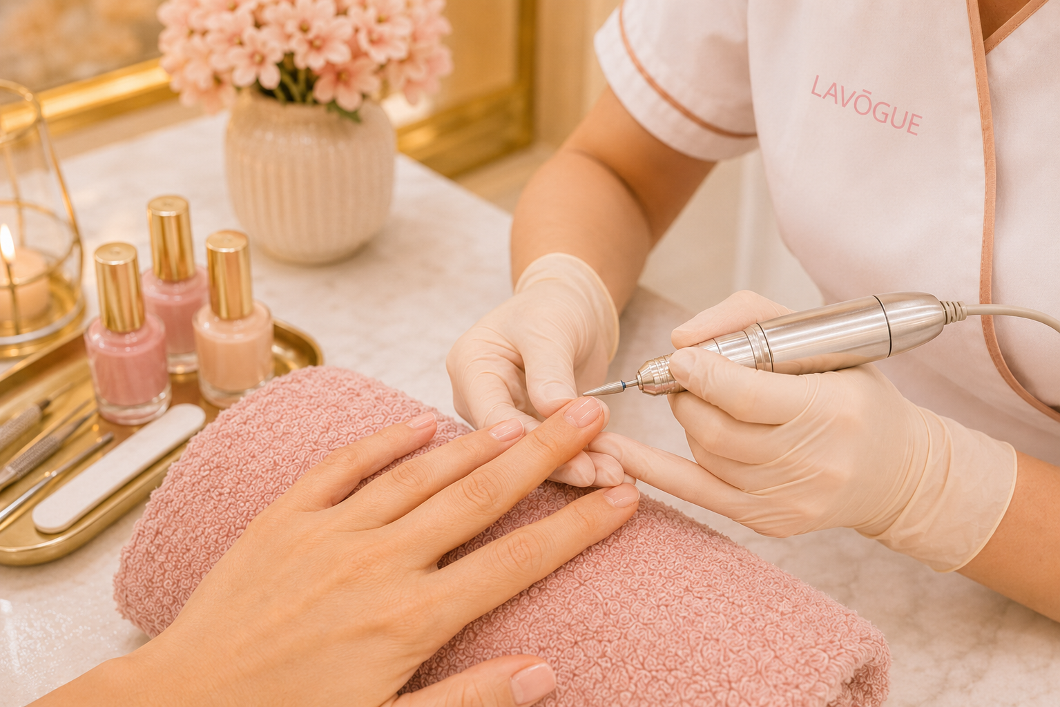 Russian manicure and precision nail treatment at LAVŌGUE