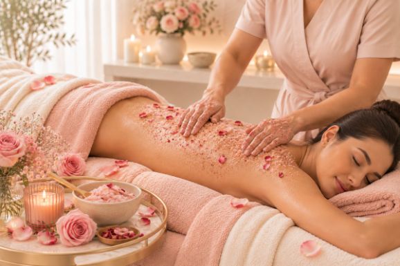 Rose Renewal Body Scrub at LAVŌGUE