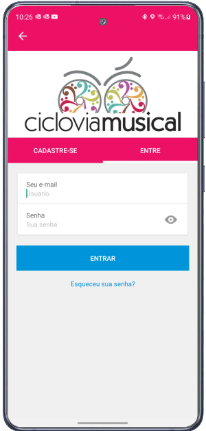 imagem do app ciclovia musical no celular