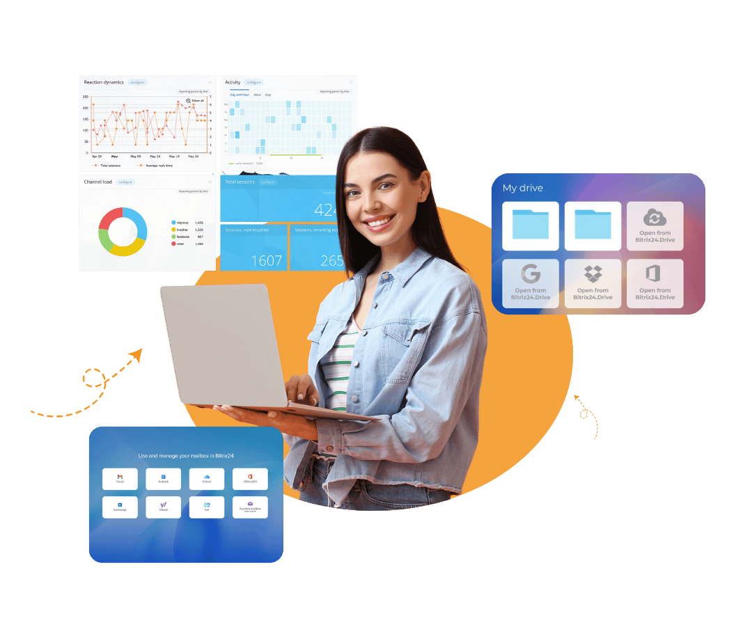 Agents using Bitrix24 CRM dashboard representing reyada's Bitrix24 solution for Education organizations