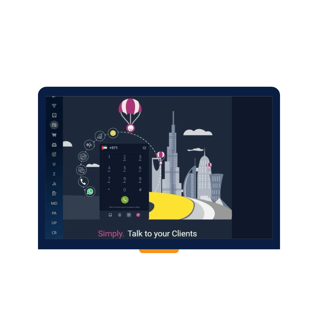 Customized Ziwo and Bitrix24 integration interface designed by Reyada for seamless client communication and call management