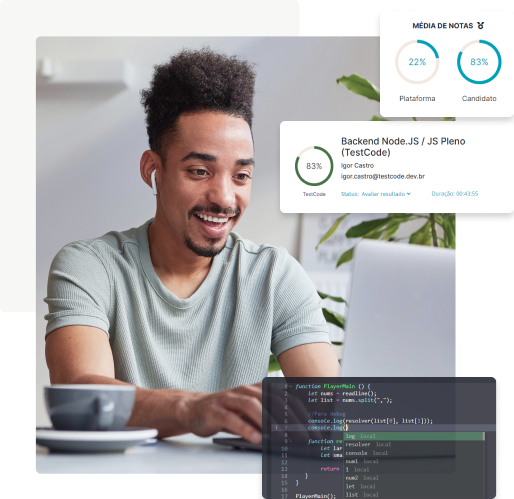 Tech Lead Utilizando a Testcode para contratar um programador de forma rápida e eficiente.