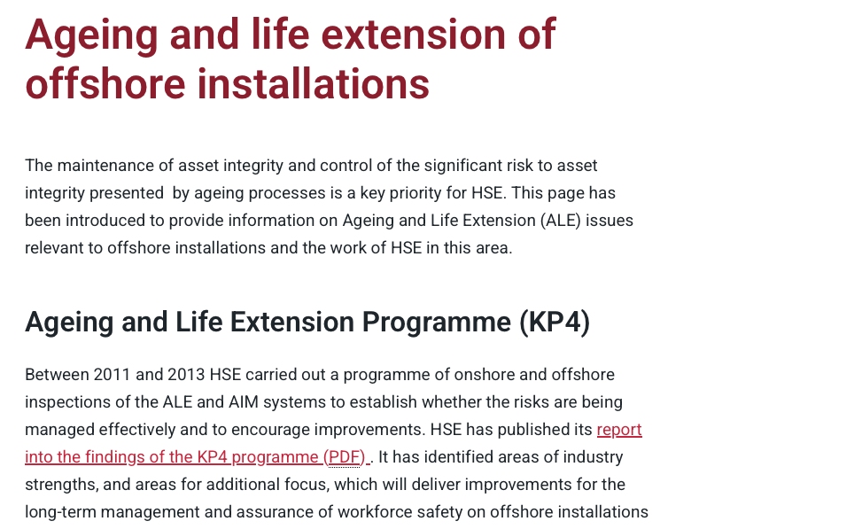 HSE Ageing Assets