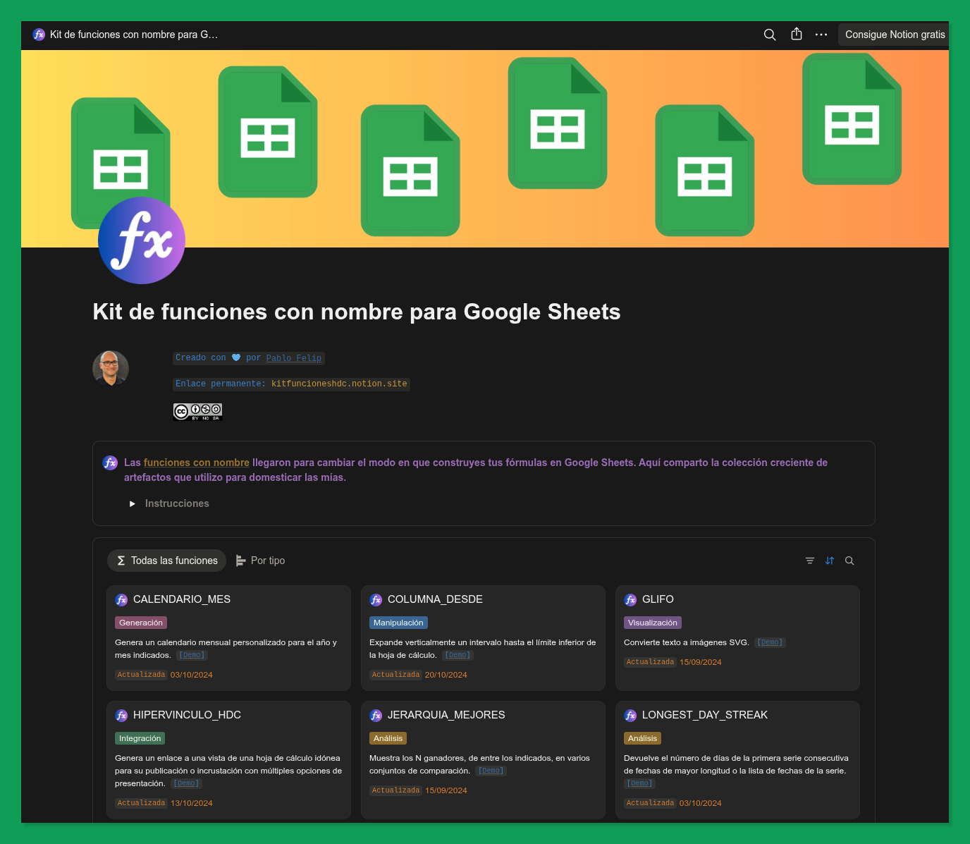 Sitio web del repositorio de Funciones con Nombre.