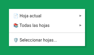 Submenú de protecciones de celdas con fórmulas.